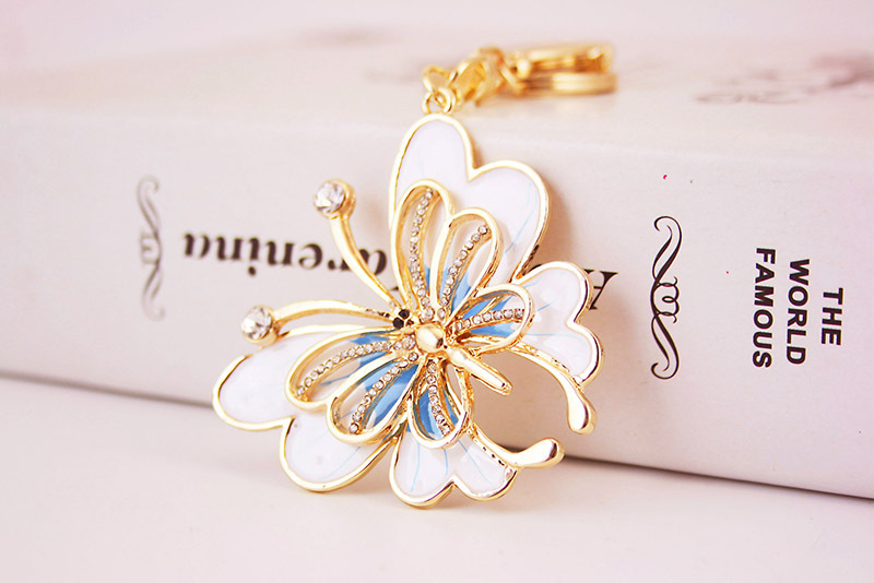 40g Weight Birthday Occasion Metal Material Father'S Day Festival Butterfly Pattern Unisex Gender Blue Color Diamond Craft Small Gift Colorful Butterfly Insect Women's Keychain 4
