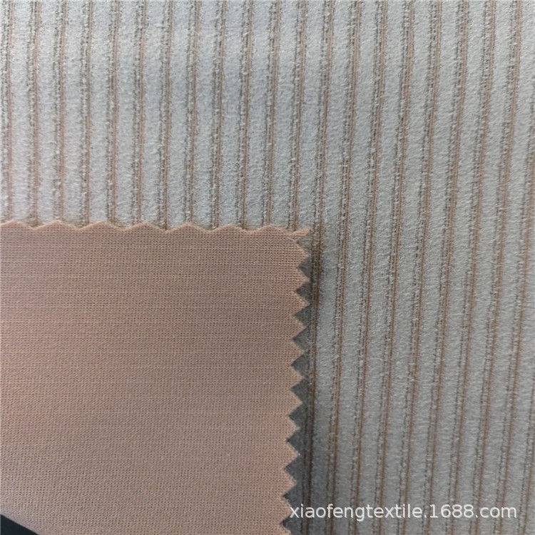 有弹指条磨毛仿皮绒空气层，男女款休闲服装麂皮绒服装面料