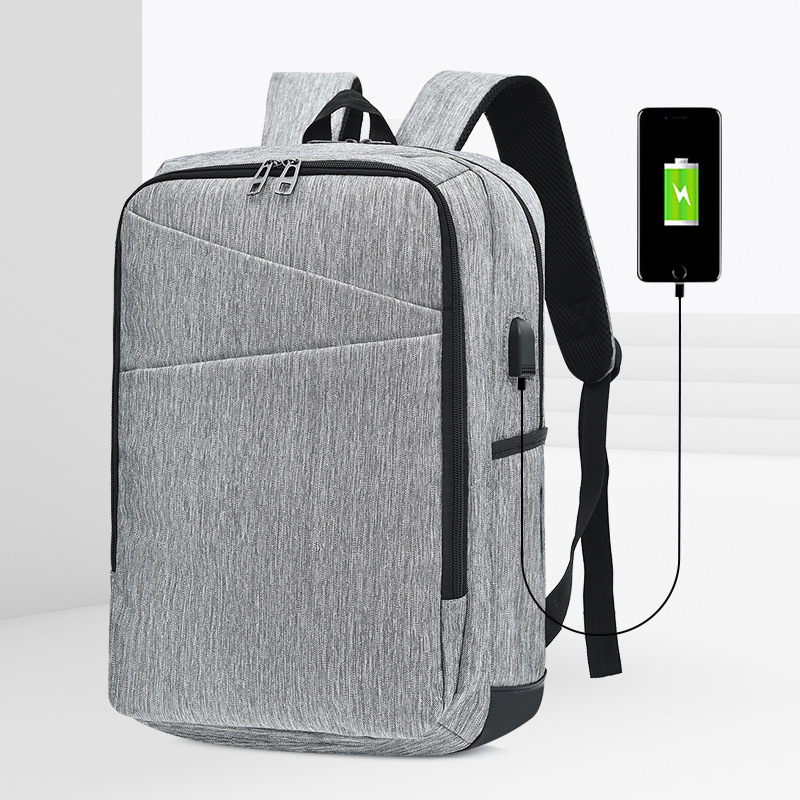 双肩包商务休闲USB接口时尚电脑包男士旅行双肩包可定制印刷LOGO|ms