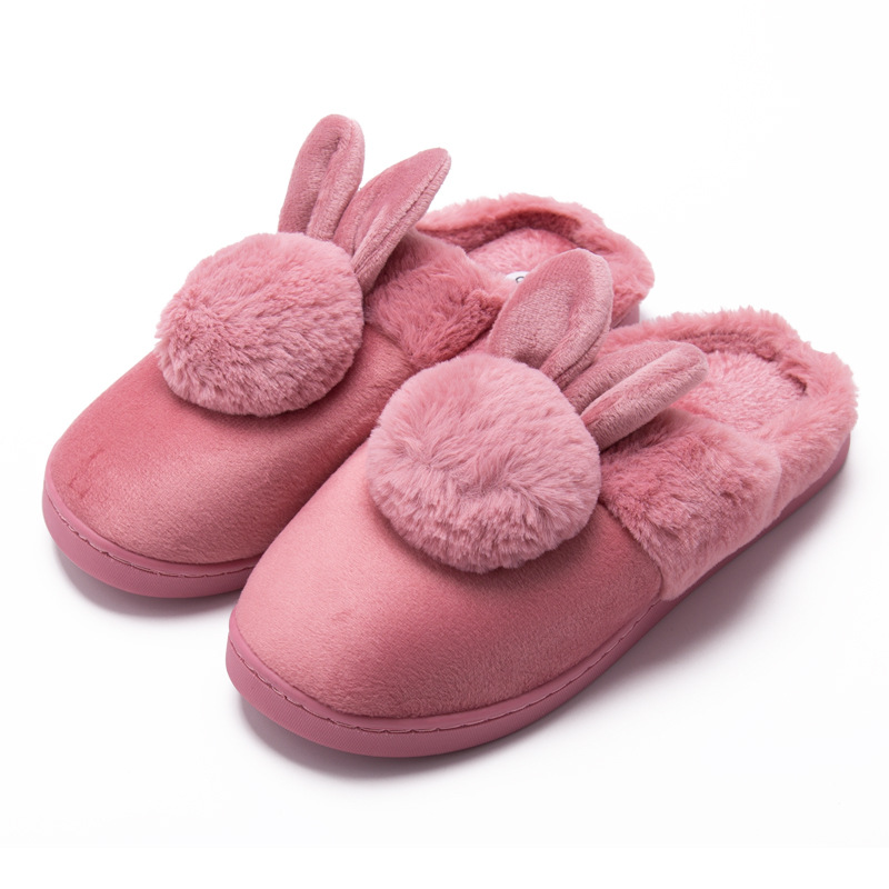 Rabbit Cotton Slippers Gray