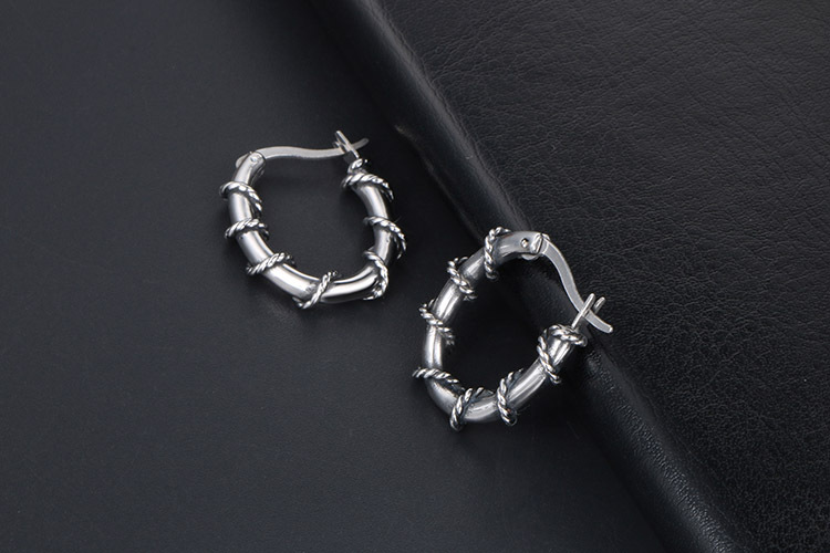 1 Piece 1 Pair Simple Style Geometric Polishing Titanium Steel Hoop Earrings display picture 10