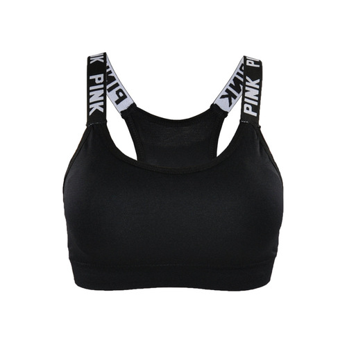 PINK English letters sling sports bra, tube top with chest pad, letters, beautiful back and chest pink underwear