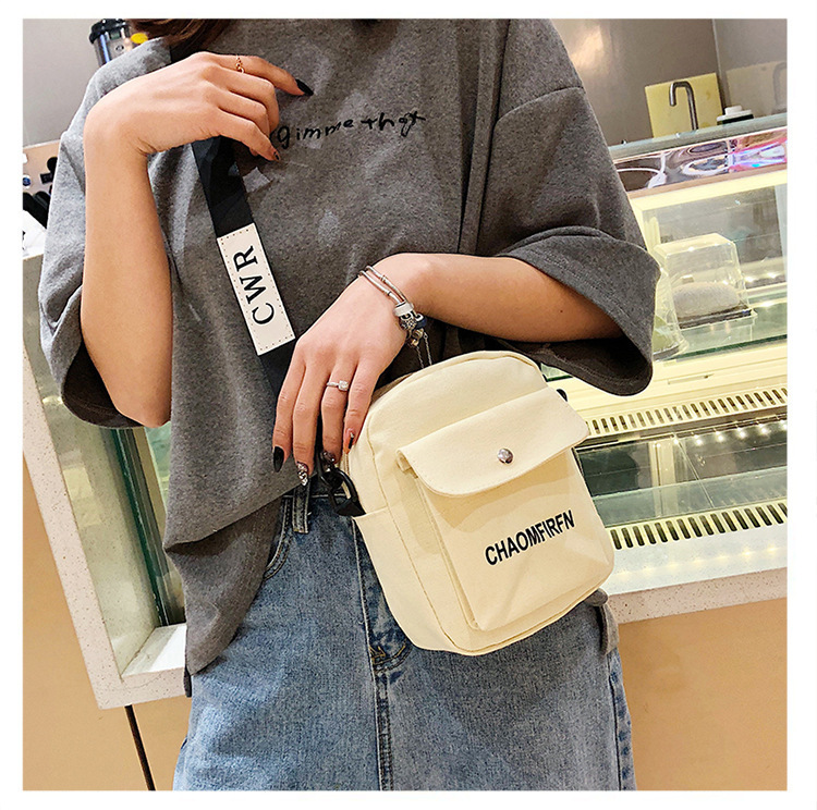 255g Weight Polyester Lining Material Zipper Closure Type Single Shoulder Strap Strap Type Phone Wallet Bags Type Casual, Sports Occasion Canvas Material Letter Pattern All Seasons Season Unisex Gender Vintage Style Style Square Shape White, Yellow, Black Color Small Size New Trendy Fashion Retro Shoulder Bag 21