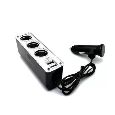3.1A Dual USB Car Phone Charger, One Cigarette Lighter Adapter, Three Sockets, 3-Hole Car Charger