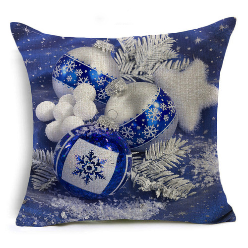 18" Pillow Case Christmas Ball Linen Cotton Home Decor Sofa Waist Cushion Cover