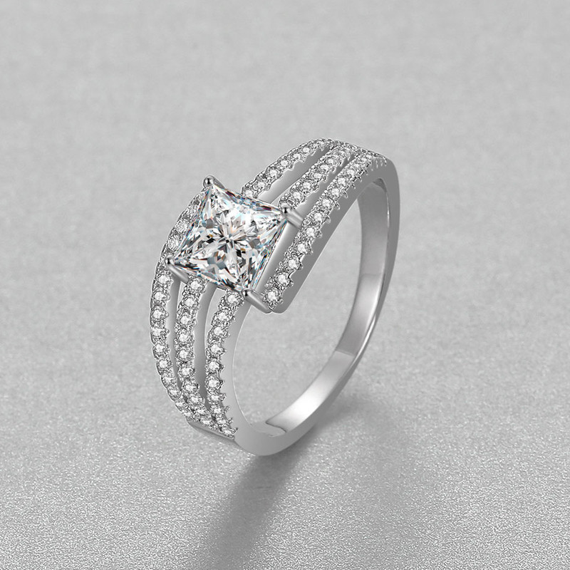 Yjz117 sterling silver 925 simulation diamond ring princess diamond…