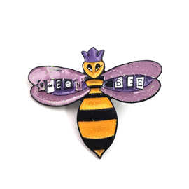 怀琅黑黄条纹蜜蜂胸针紫色QUEEN BEE滴油胸针 牛仔夹克领针饰品