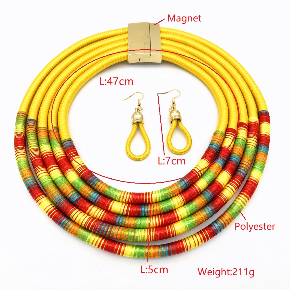 Casual Exaggerated Ethnic Style Color Block Alloy Polyester Layered Women's Jewelry Set display picture 1