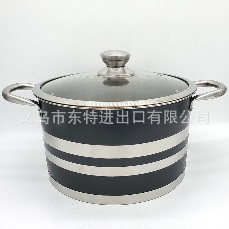Factory direct sales of stainless steel soup POTS, color frosted right-angle POTS, 28-32 large capacity soup POTS, gift sets of soup POTS detail image 2