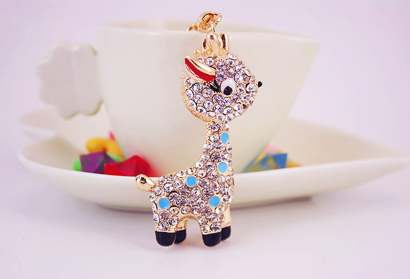 44g Weight Alloy, Metal Material Doll Pattern Unisex Gender Pink, Red, Blue Color Alloy Rhinestone Deer Keychain 8