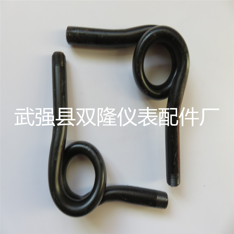 厂家压力表缓冲管黑直角90度角式表弯外丝DN154分支持定仪表