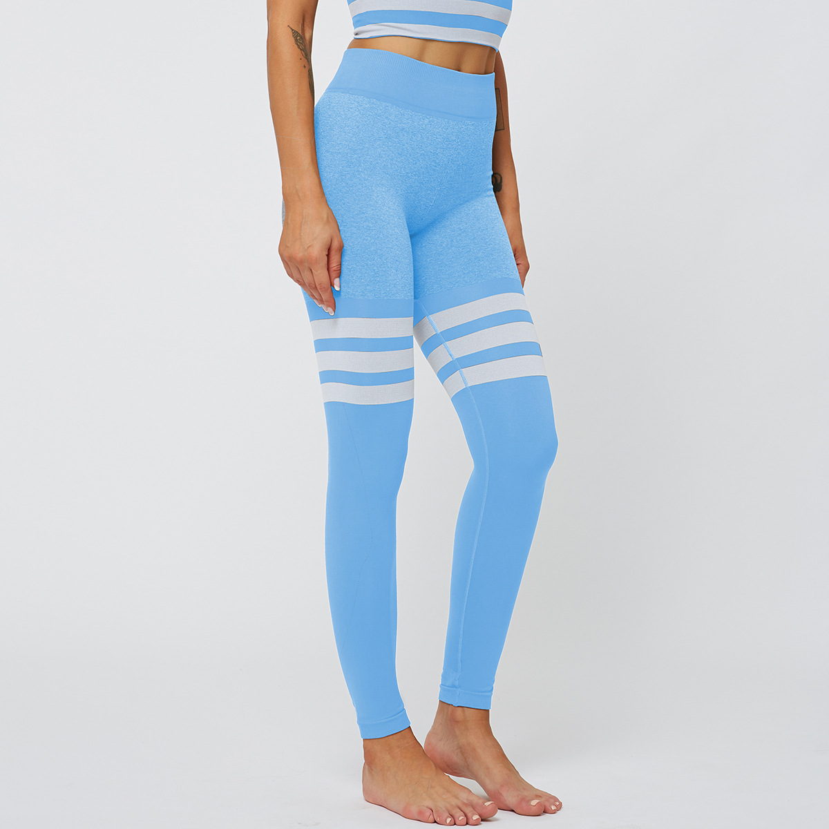 Seamless Striped Breathable Quick-Drying Fitness Pants NSNS12225