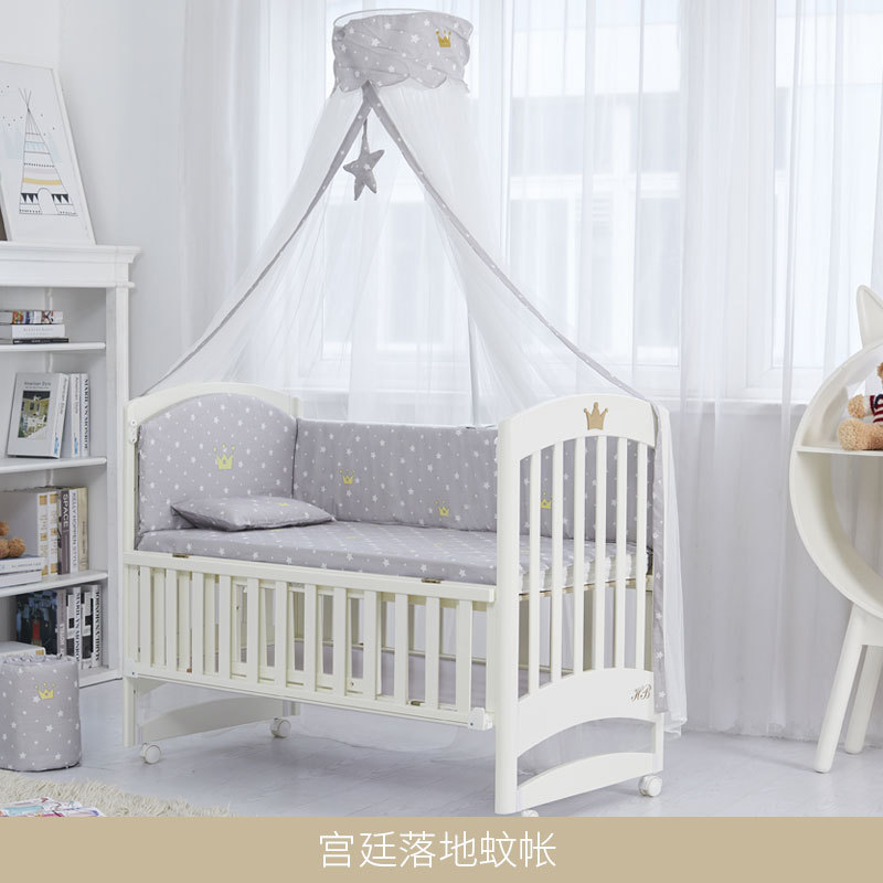 婴儿床蚊帐宫廷欧式落地精美防蚊虫密孔帐子|ms