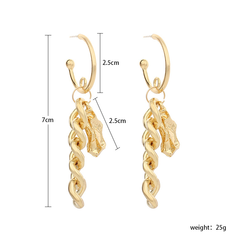 Simple Twist Chain Pendant Earrings Exaggerated Antique Metal Earrings Wholesale Nihaojewelry display picture 1