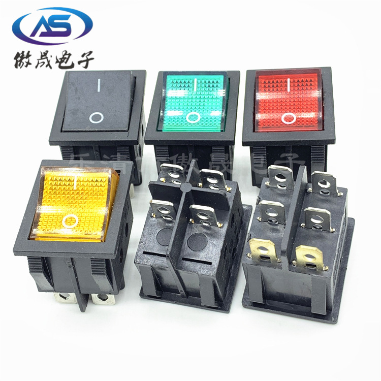 厂家直销KCD4双卡位船型开关/跷板电源开关 31*25mm四脚带灯