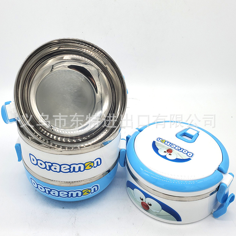 Factory direct sales of stainless steel round lunch boxes, multi-layer combination, single box, cartoon multi-color student and children's lunch boxes detail image 9