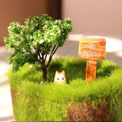 Moss Micro Landscape Ornament Forest Sign Pointer Figurine DIY Assembly Toy Shelf Accent