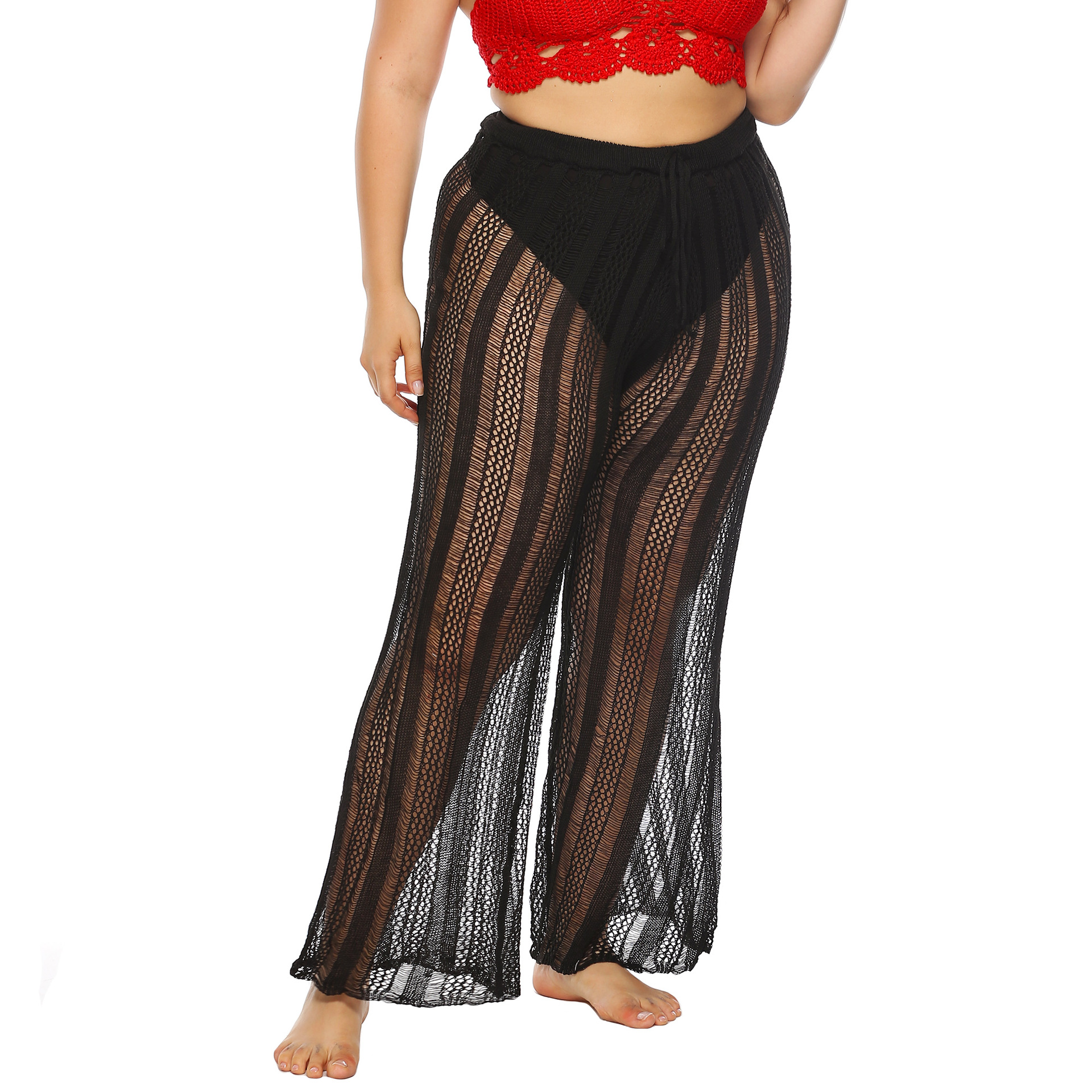 Plus size fashion knit net pants NSOY46119