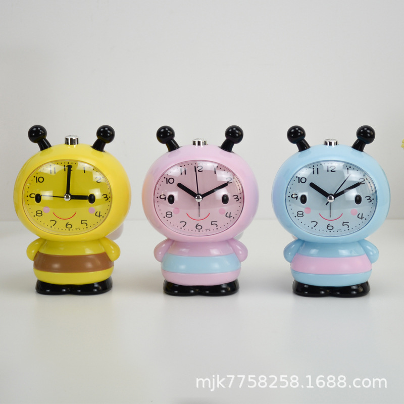 Children's Alarm Clock Cartoon Talking Calling Lazy Bees Get Up Cute Students Mute Bedhead for Girls