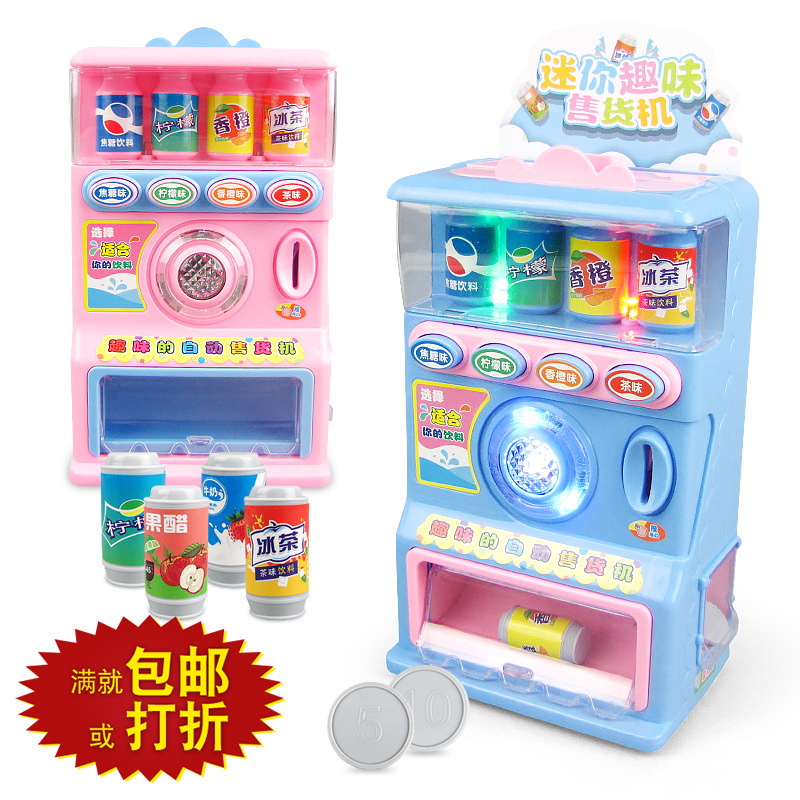 Bebidas DE LOS NIÑOS venta automática mini máquina expendedora y niñas moneda música cajero Candy play House Juguetes