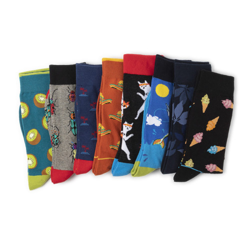 Trendy socks for men, mid-length, women's foreign trade, trendy men's socks, combed cotton, cross-border supply socks, fruit socks, wholesale animal socks