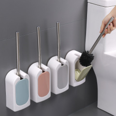 Wall-mounted toilet brush set for bathroom, household long handle, no blind spot soft bristle toilet cleaner