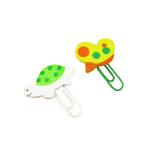 Wooden cartoon animal shaped colorful paper clips Japanese and Korean stationery children's cute paper clips fashionable paper clips