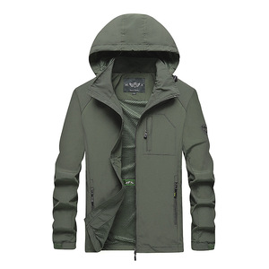 Spring and autumn men’s hooded solid soft shell jacket jacket for men