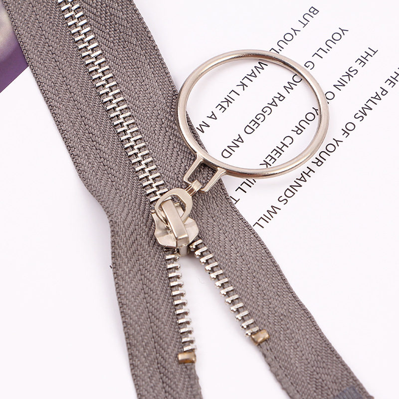 5号金属铜镀白金牙齿拉链 皮衣外套用拉链 圆圈拉头时尚拉链