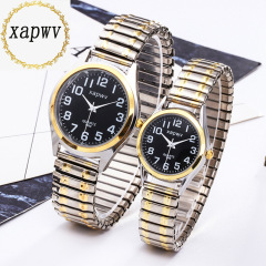 Running volume item number elderly elastic band watch for men, gold interlocking casual classic couple pair, factory direct supply
