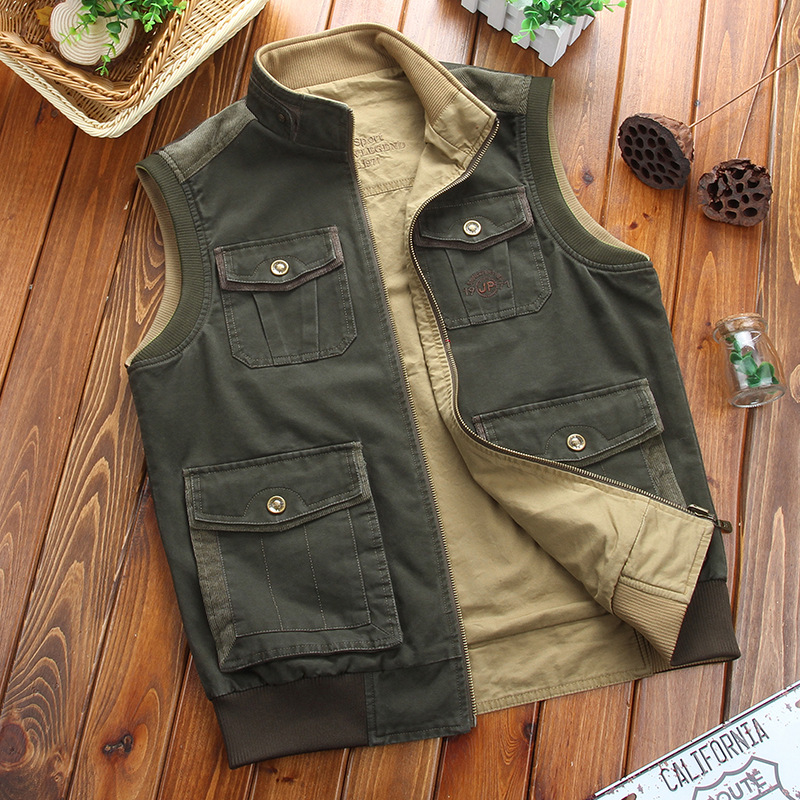 Venta al por mayor transfronteriza 9959 chaleco casual de los hombres primavera y otoño multi-Bolsillo Chaleco de doble cara Chaleco de los hombres