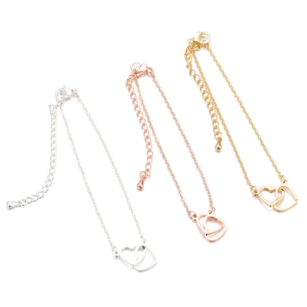 Daily Occasion 201 Stainless Steel Material PVD Coated Real Gold Plated Heart Shape Titanium Steel Fashion Waterproof Non Tarnish 201 Stainless Steel Bracelets