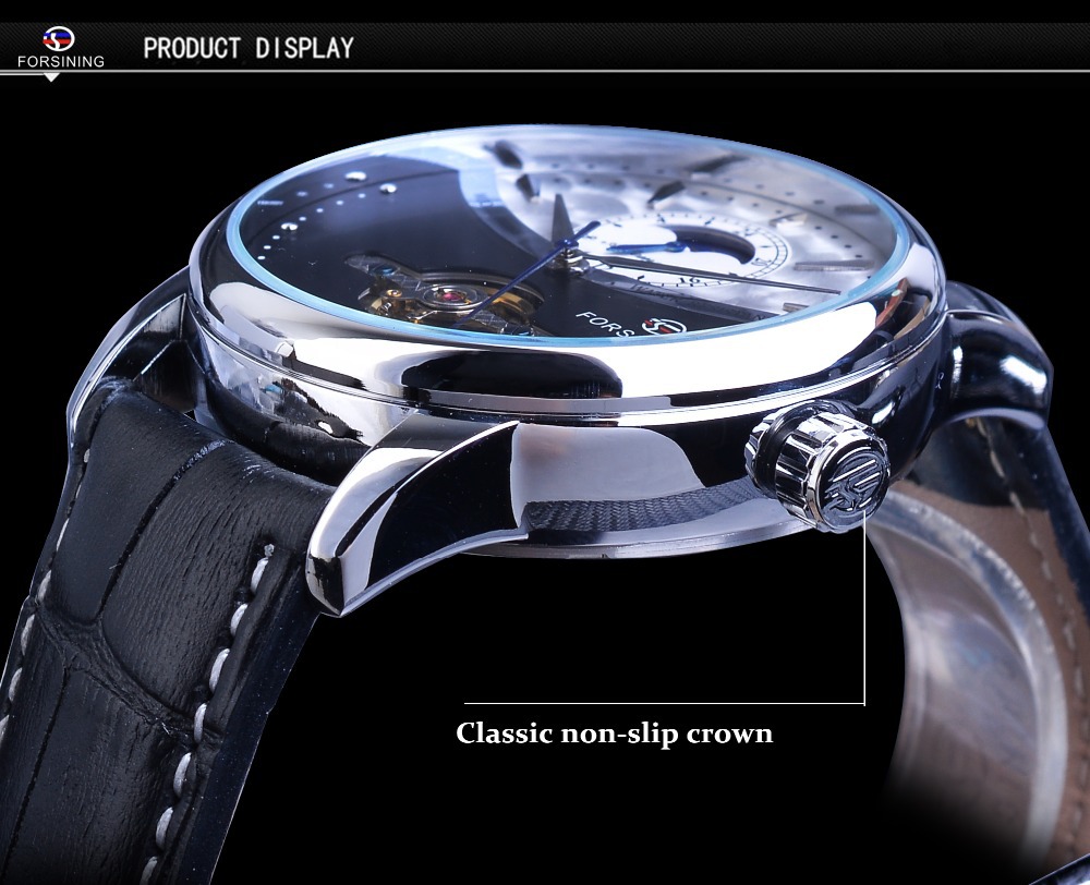Forsining Men's Mechanical Wrist Watch Automatic Skeleton Moon_voghion.com