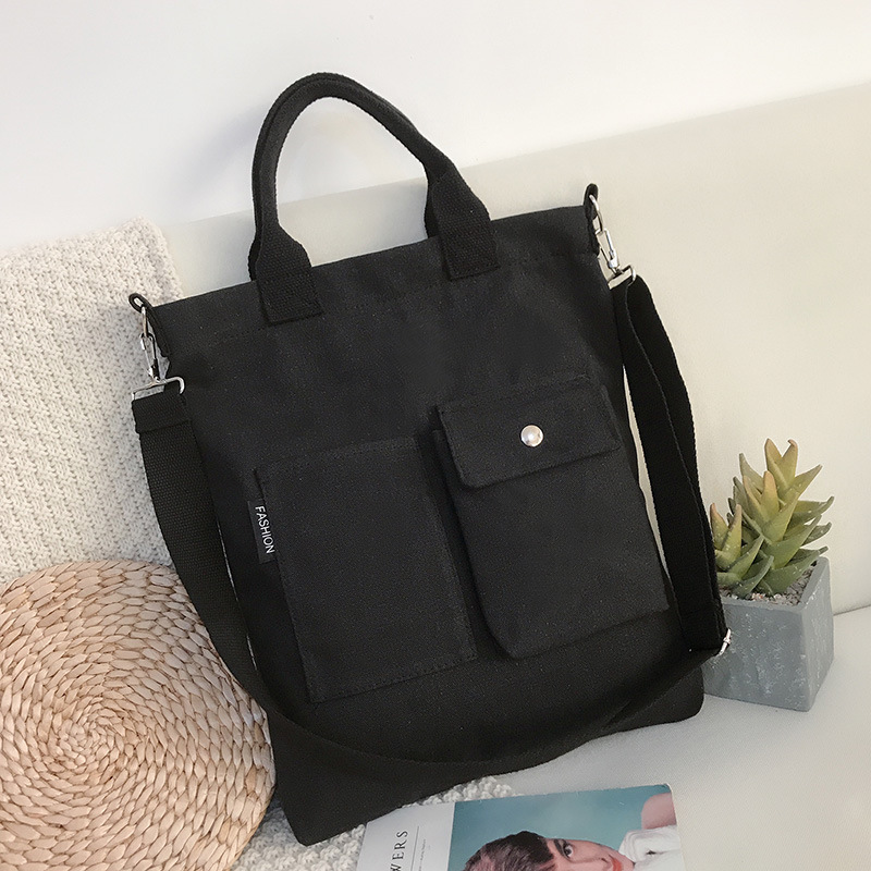 Bolsa de mensajero de las mujeres nuevo estilo coreano versátil artístico simple estudiante de gran capacidad de hombro Portátil Bolsa de lona al por mayor image 8