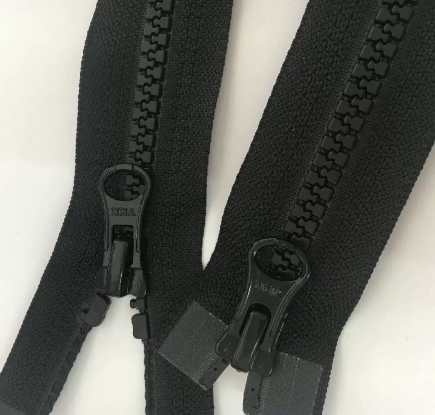 Резиновая зубчатая молния YKK5 с двумя замками — двусторонняя молния с верхним и нижним бегунком, для курток с доступом