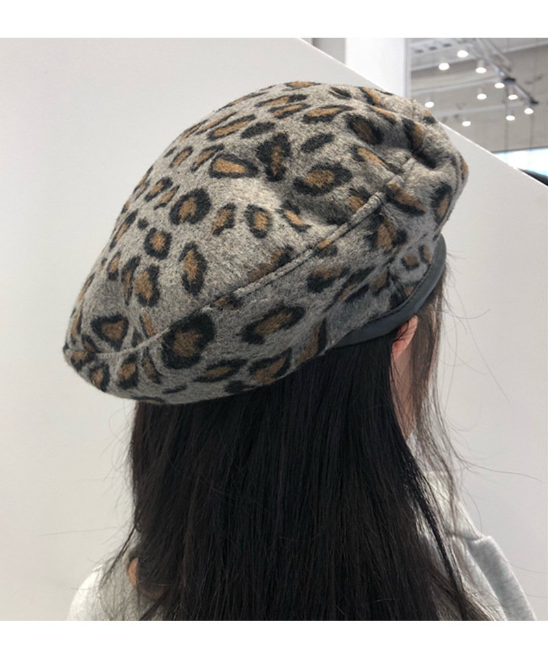 Leopard Print Beret Children's Autumn and Winter Artistic Minimalist Bud Hat Fashion Retro Painter Hat Casual Versatile Trendy Hat_voghion.com