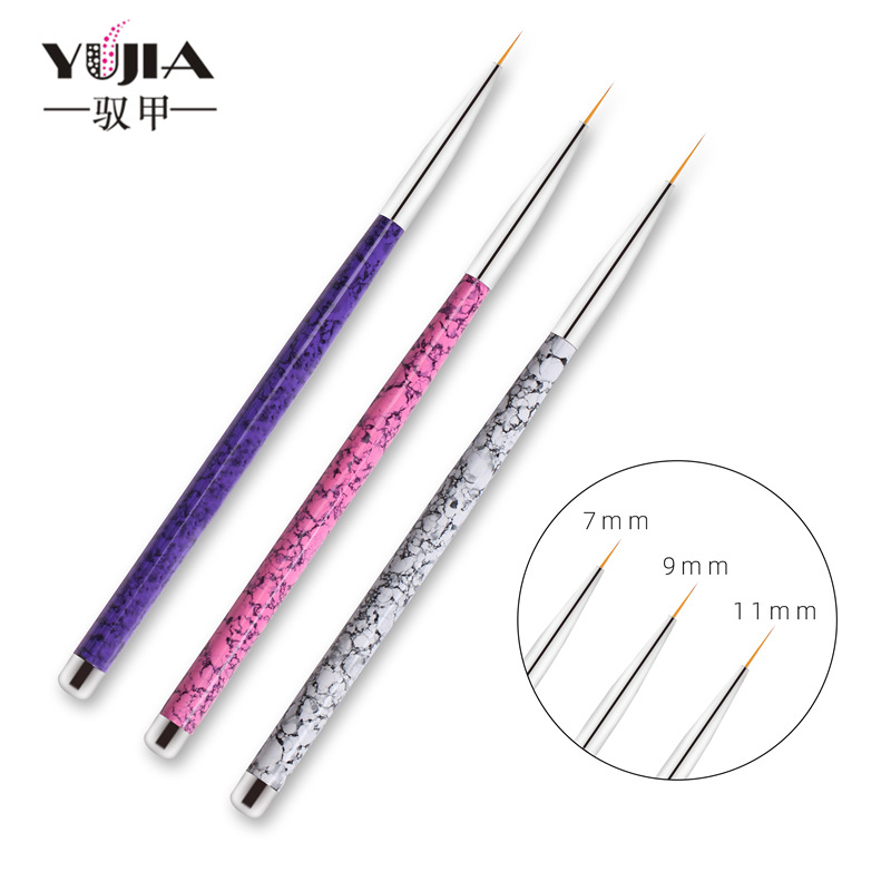 Cruz-frontera especial mármol caliente dibujo pluma 3 unids metal Barra de pintura de uñas pluma pintada