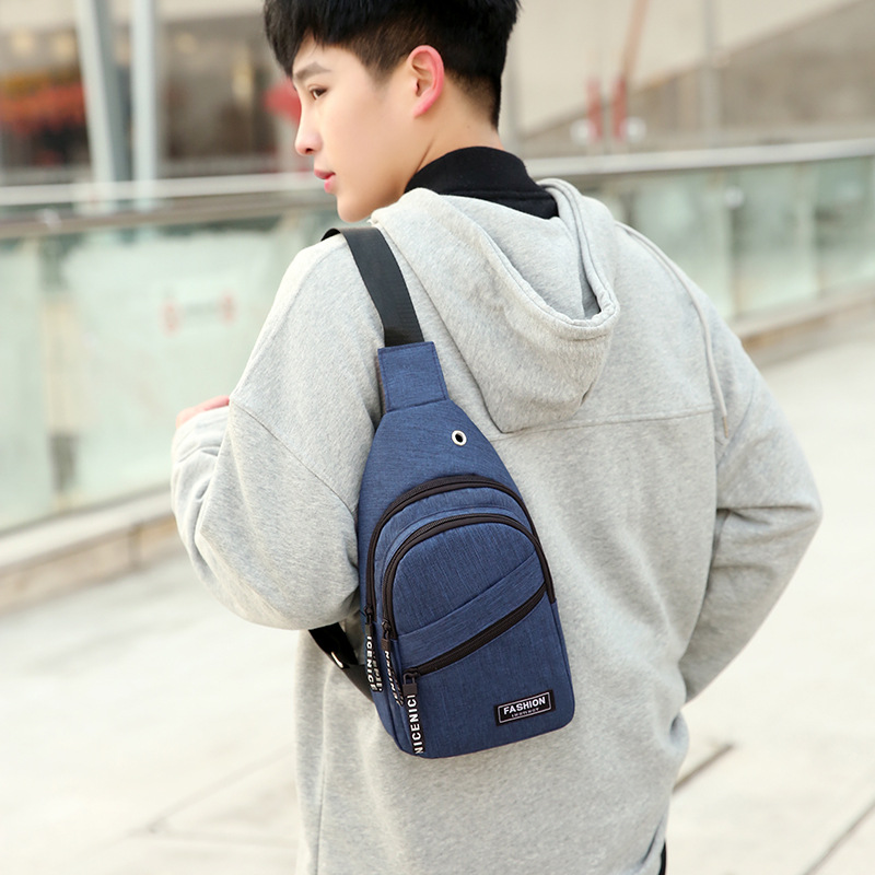 2021 nuevo bolso de pecho de gran capacidad para hombres bolsa de mensajero de hombro de lona de moda versátil Mochila pequeña de pecho casual