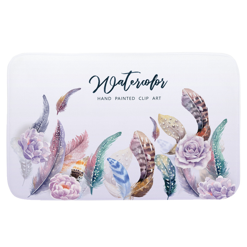 Estilo nórdico alfombra de baño impresa alfombra de piso no tejida ultra suave alfombra de piso de peluche corta alfombra de piso impresa absorbente doméstica