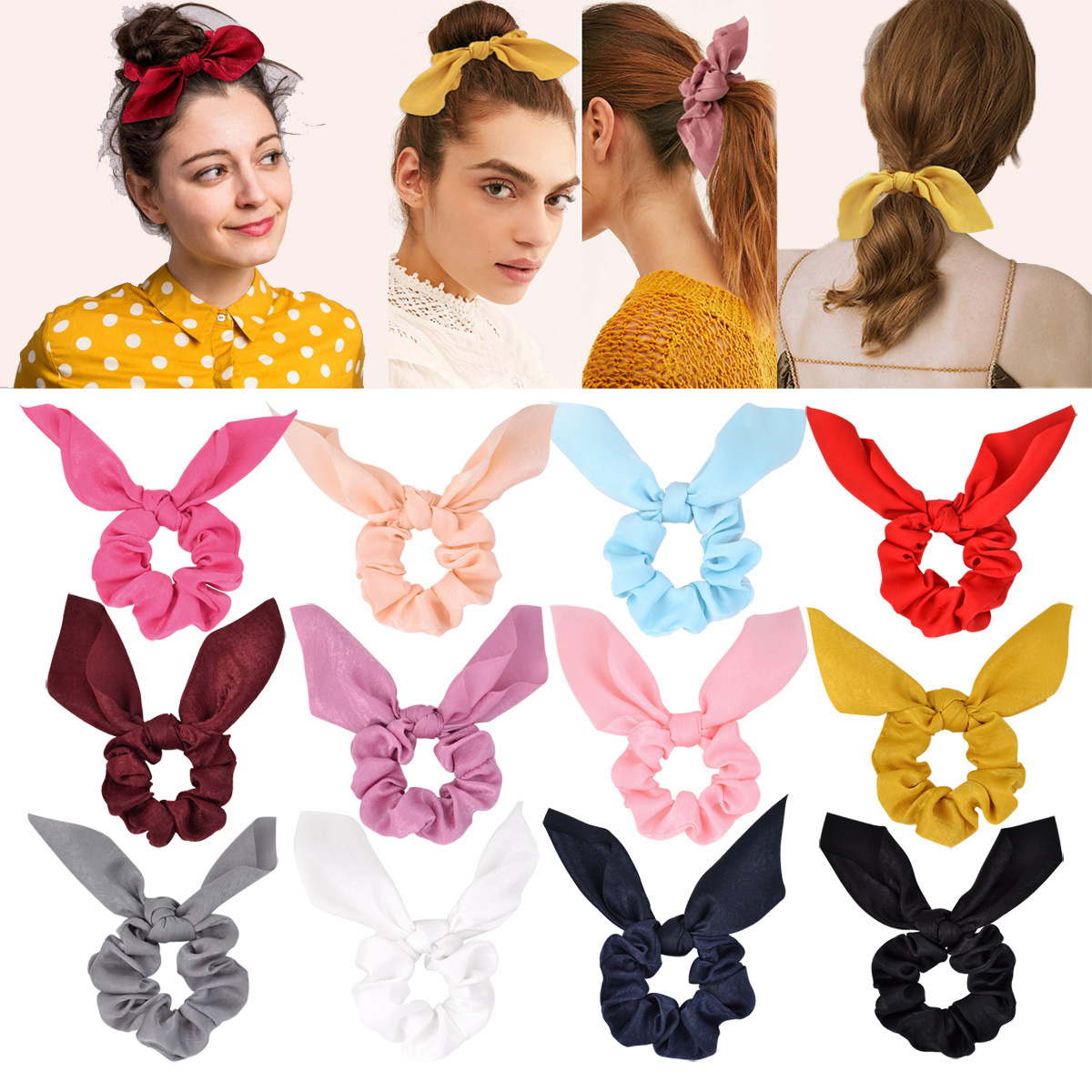 Elegant Basic Simple Style Solid Color Cloth Hair Tie display picture 3