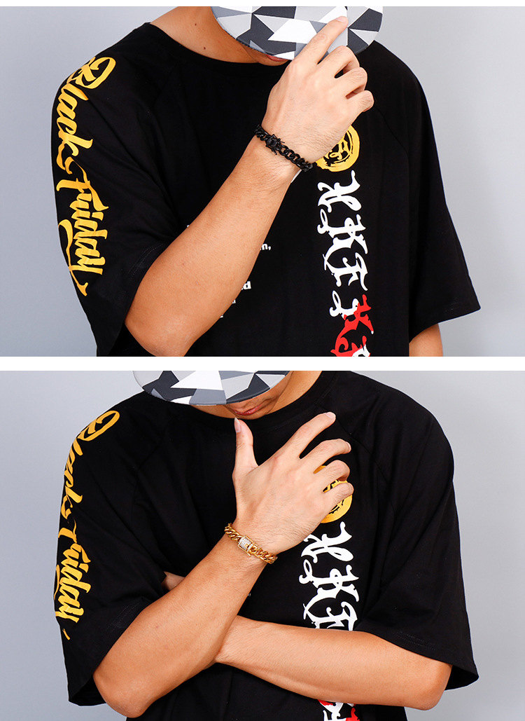 Fashion Geometric Titanium Steel Plating 18K Gold Plated Vacuum Plating Men'S Bracelets Men's Chain Bracelets display picture 5