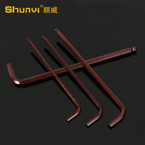 Manufacturer wholesale super hard S2 bronze extended hexagonal wrench 9-piece set medium long ball head hexagonal wrench