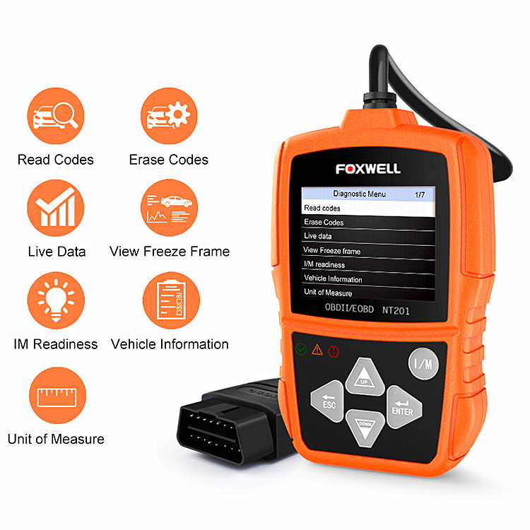 Foxwell NT201 OBD2汽车故障扫描仪发动机检测仪 读码清吗 数据流