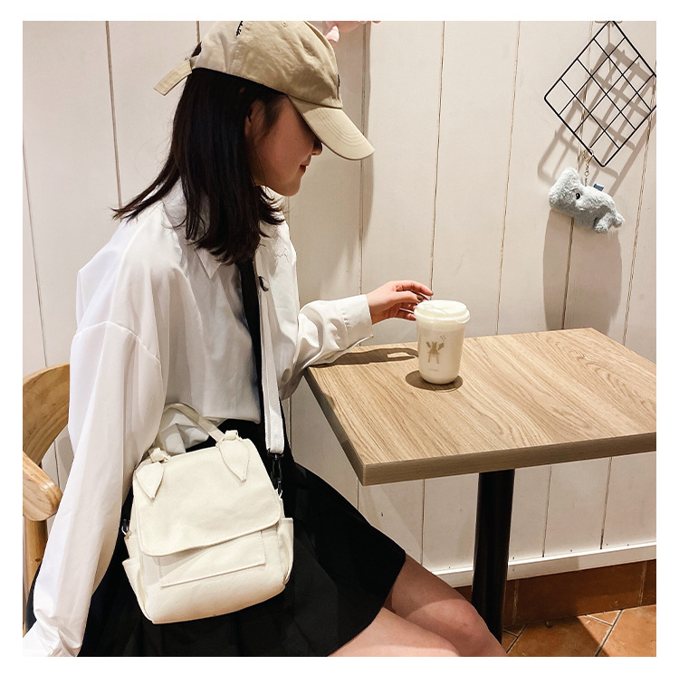 Korean New Fashion Simple And Versatile Solid Color Girl Canvas Shoulder Bag Student Bag display picture 5