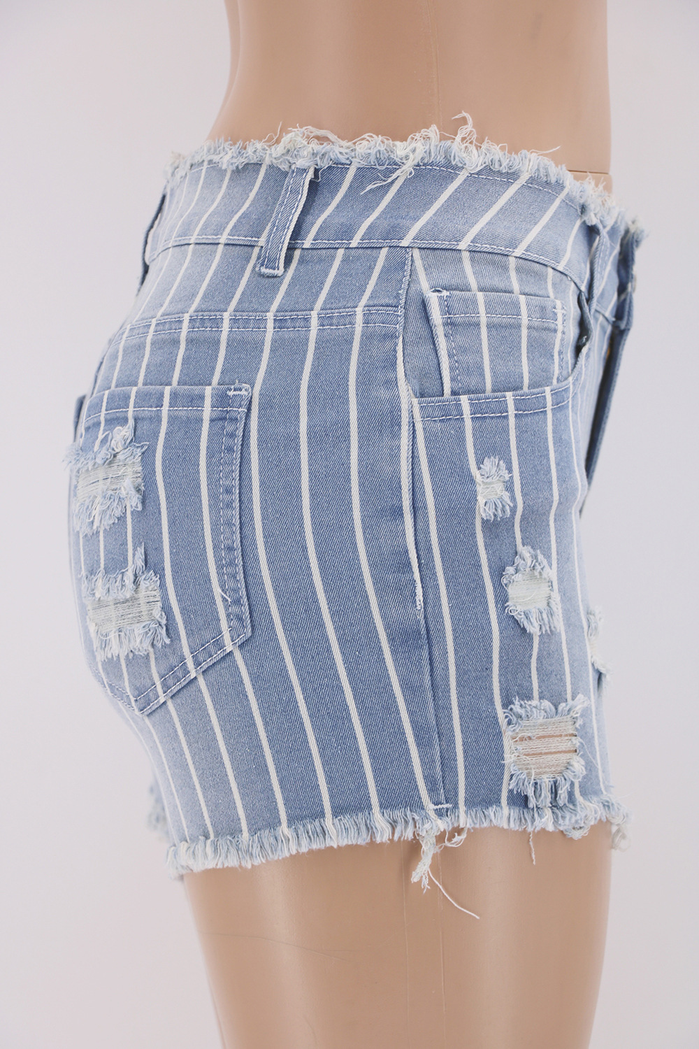 fashion strips hip-lifting denim shorts NSYB65154