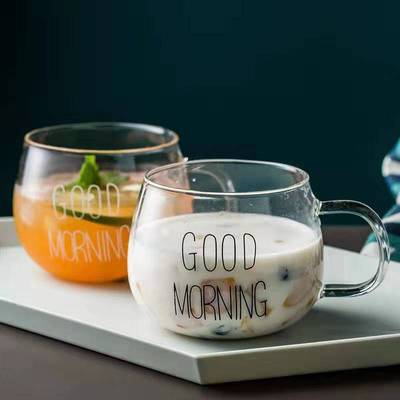Breakfast Cup Glass cups Drink Cup Juice Cup Transparent milk cup Mug handle glass