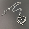 Fashionable metal accessory, pendant heart-shaped heart shaped, necklace, wholesale, diamond encrusted