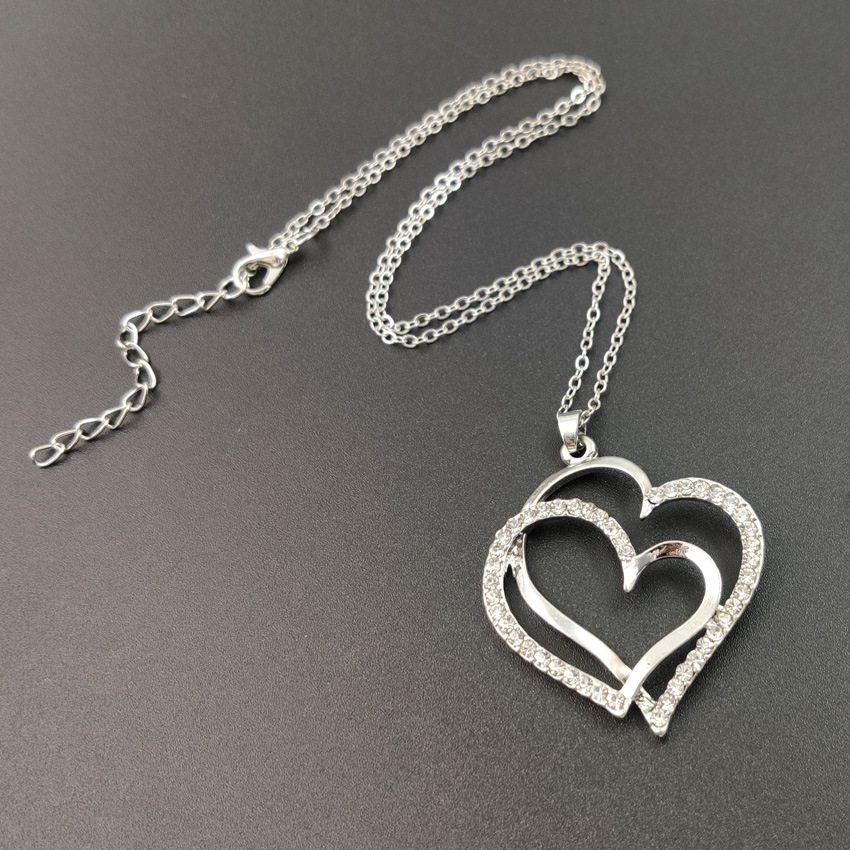 Double Layer Alloy Necklace With Full Diamond Crystal Detailing_voghion.com