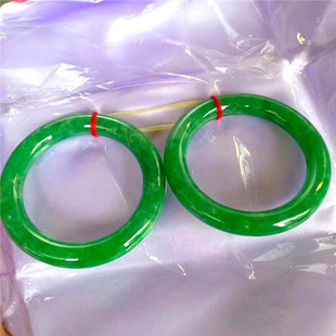 Myanmar Green Jade Bracelet Dry Green Full Green Ice Round Strip Thin Jade Bracelet Yang Green