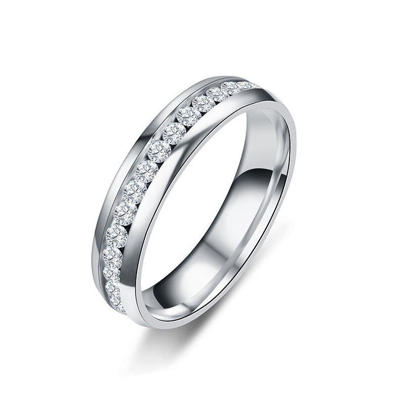 Street Occasion 304 Stainless Steel Material Wholesale Jewelry Simple Style Round 304 Stainless Steel Artificial Gemstones Plating Inlay Stainless Steel Rings